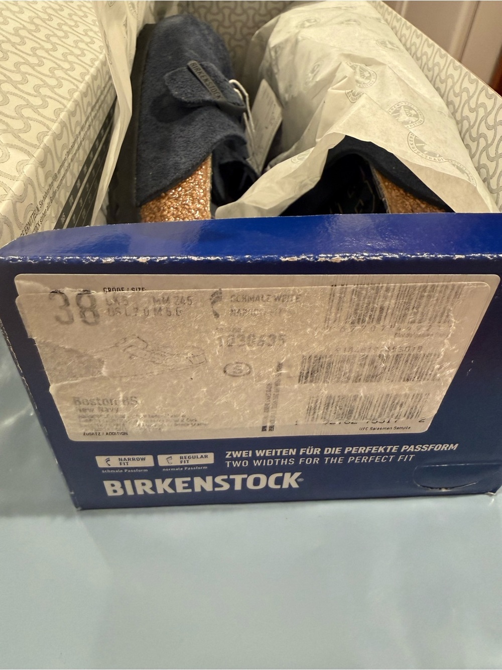 Birkenstock variety Suede Navy Boston Clogs - Picture 6 of 6